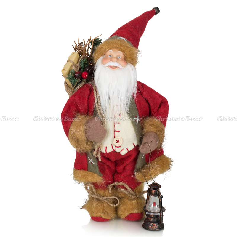 Санта Клаус с фонариком и мешком подарков