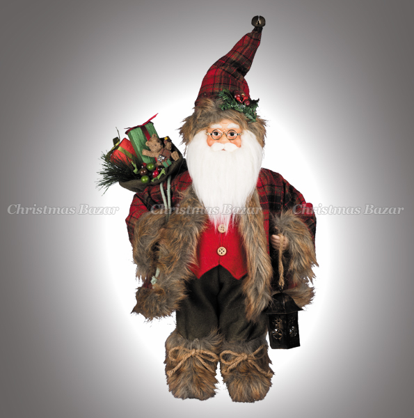 Санта Клаус с фонарем и подарками