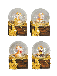 Снежный шар "Пес Шарик" на сундуке с монетами (цена за 1 шт.)